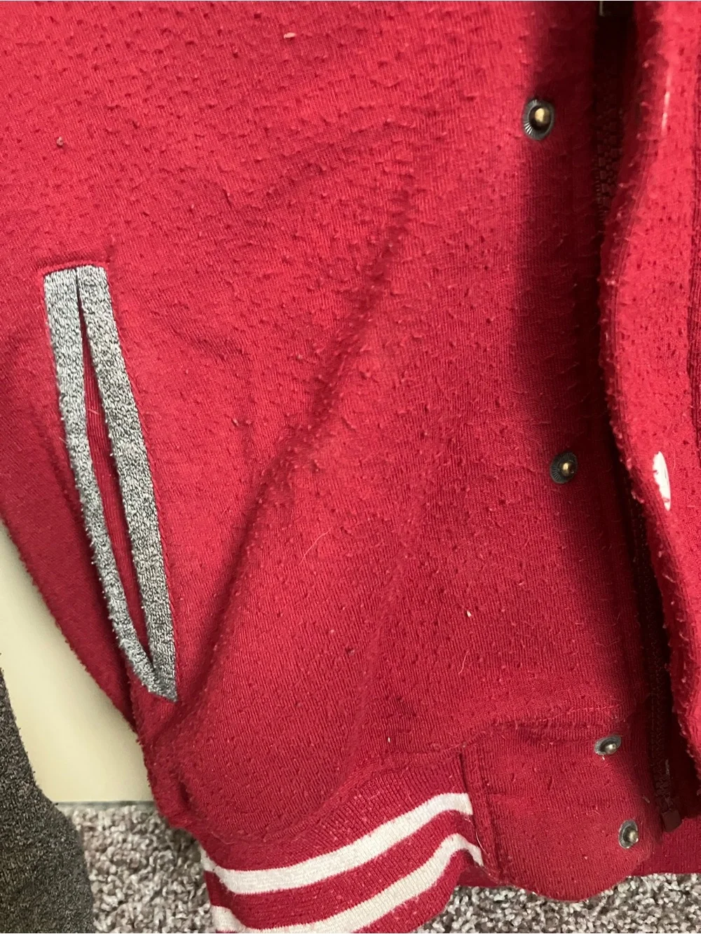 Canada Vintage Red & Gray Hooded Varsity Bomber Jacket